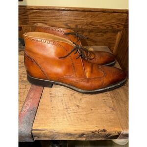 Magnanni Men's Chukka Wingtip Oxford Sz 10.5 Tan Leather Portugal